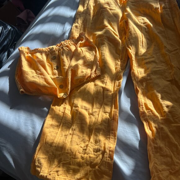 BILLABONG X SINCERELY JULES Bring On Wide Leg Pants & top Cotton Mango Size M - Picture 6 of 16